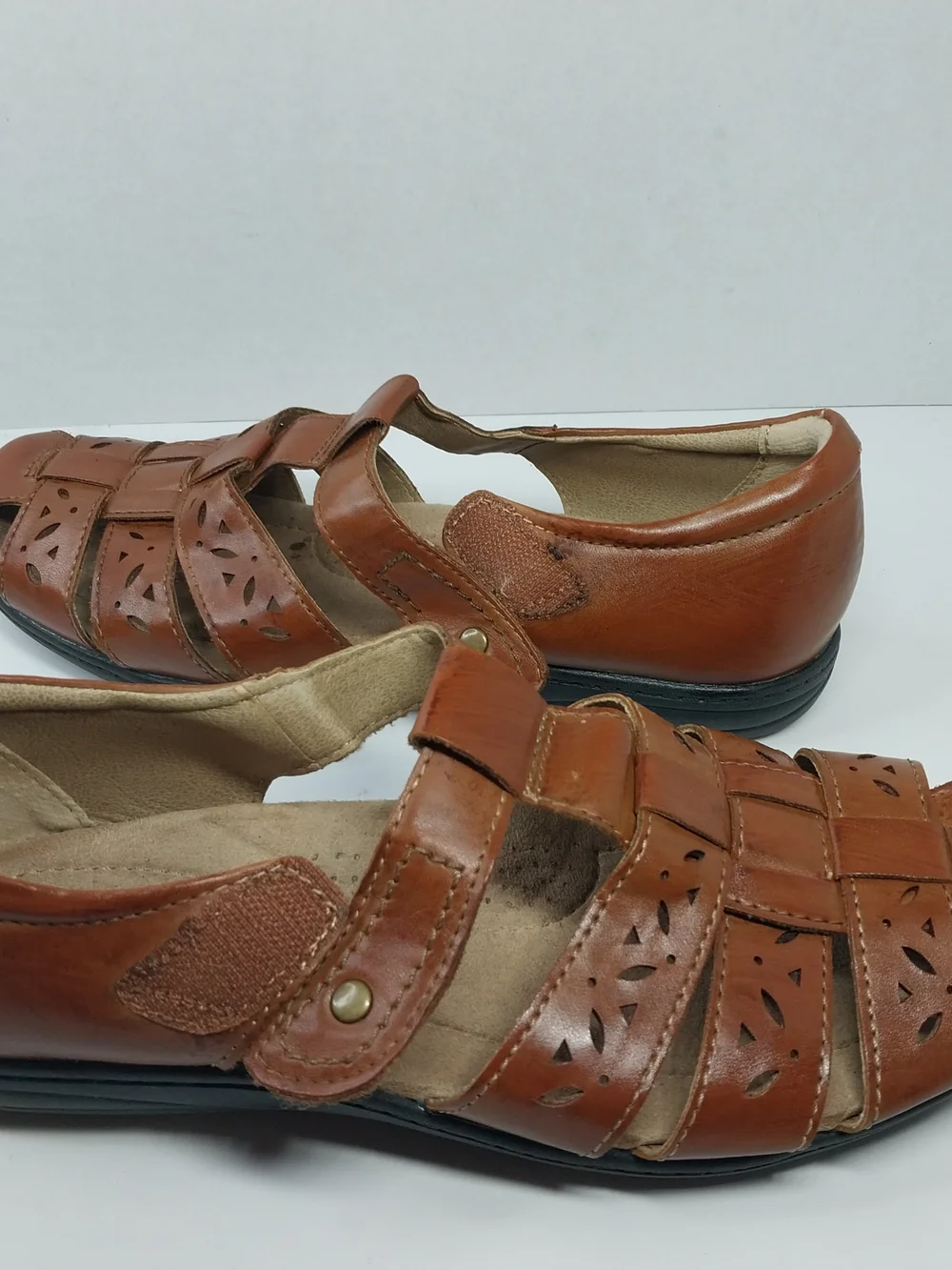 Earth Spirit Sandal Womens 8 Brown Fisherman Closed Toe Slip On Casual Leather - Picture 11 of 12